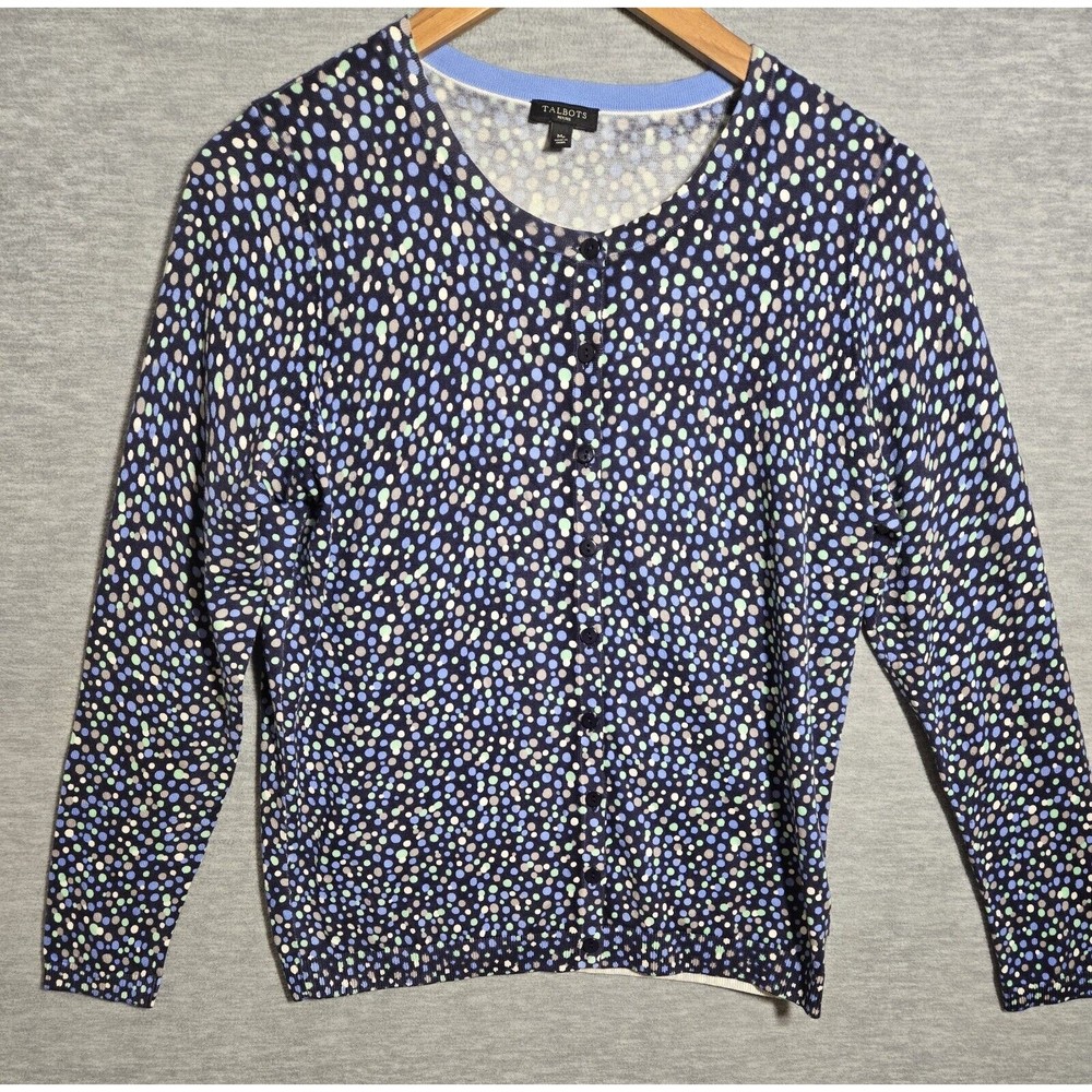 Talbots Womens Cardigan Sweater Medium Petite Button Front Long Sleeve Colorful